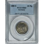 Germany, German Empire, 20 Pfennig Muldenhütten 1888 E - PCGS MS65