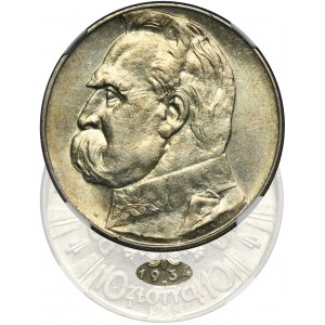 Piłsudski, 10 złotych 1934 - NGC AU58 - RZADKIE