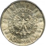 Piłsudski, 10 złotych 1934 - NGC AU58 - RZADKIE