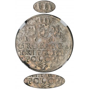 Jan II Kazimierz, Trojak Kraków 1662 AT - NGC UNC DETAILS - BARDZO RZADKI