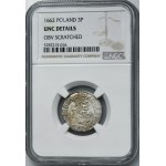 John II Casimir, 3 Groschen Krakau 1662 AT - NGC UNC DETAILS - VERY RARE