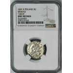 Zikmund III Vasa, Trojka Krakov 1601 - NGC UNC DETAILY - hlava vlevo