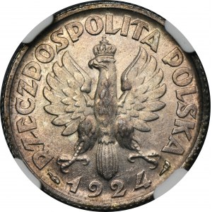 Kobieta i kłosy, 1 złoty Paryż 1924 - NGC MS62