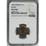 Nemecko, Bádensko, Fridrich I., 1 Krajcar Karlsruhe 1866 - NGC MS65 BN