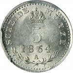 Rakousko, František Josef I., 5 krajcarů Vídeň 1864 - PCGS MS64