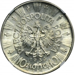 Piłsudski, 10 złotych 1936 - NGC MS63