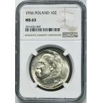 Piłsudski, 10 złotych 1936 - NGC MS63