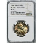 Niemcy, Królestwo Prus, Wilhelm II, 2 Marki Berlin 1913 A - NGC MS66