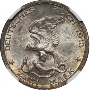 Německo, Pruské království, Vilém II., 2 marky Berlín 1913 A - NGC MS63
