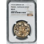 Německo, Pruské království, Vilém II., 3 marky Berlín 1913 A - NGC MS63