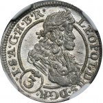 Silesia, Habsburg rule, Leopold I, 3 Kreuzer Breslau 1705 FN - NGC MS64