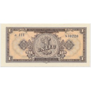 Romania, 1 Lei 1952 - blue serial
