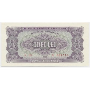 Romania, 3 Lei 1952 - red serial