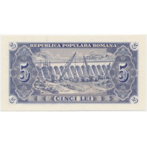 Rumunsko, 5 lei 1952 - modrý číslovač