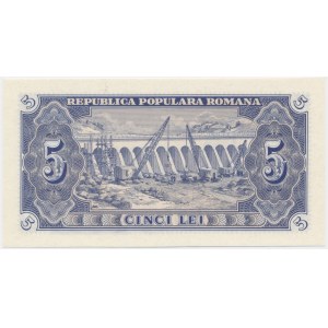 Romania, 5 Lei 1952 - blue serial