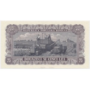 Romania, 25 Lei 1952 - blue serial