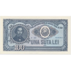 Rumunsko, 100 lei 1952 - modrý čitateľ