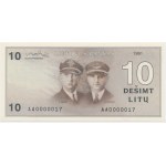 Lithuania, 10 Litu 1991 - AA 0000017 - LOW SERIAL NUMBER