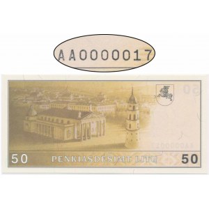 Litauen, 50 Litas 1991 - AA 0000017 - NIEDRIGE NUMMER