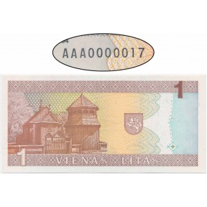 Lithuania, 1 Litas - AAA 0000017 - LOW SERIAL NUMBER