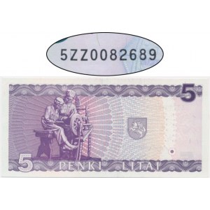 Litwa, 5 litów 1993 - 5ZZ - seria zastępcza - RZADKIE