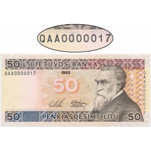 Litva, 50 litas 1993 - QAA 0000017 - NÍZKÉ ČÍSLO