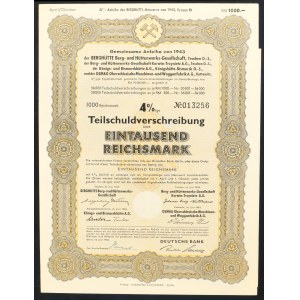 Berghütte Berg- und Hüttenwerks Gesellschaft, obligacja 4% 1.000 marek 1943
