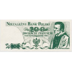 Solidarność, cegiełka 200 złotych 1984 - Popiełuszko -