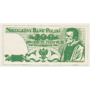 Solidarita, tehla 200 zlotých 1984 - Popieluszko -