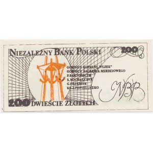 Solidarita, tehla 200 zlotých 1984 - Popieluszko -