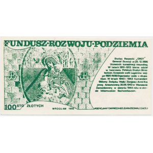 Solidarność, cegiełka 100 złotych 1985 - Rowecki Grot -