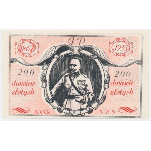 Solidarność, cegiełka 200 złotych 1986 - Piłsudski -