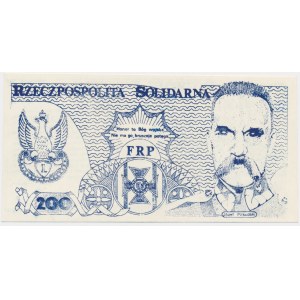 Solidarność, cegiełka 200 złotych 1985 - J. Piłsudski -