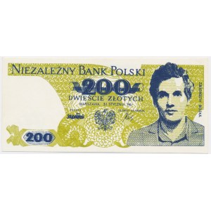 Solidarność, cegiełka 200 złotych 1986 - Bujak -