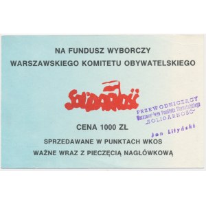 Solidarität, eine Spende von 1.000 PLN an den Wahlfonds des Warschauer Bürgerkomitees