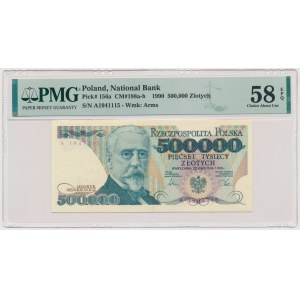 500.000 złotych 1990 - A - PMG 58 EPQ - pierwsza seria - RZADKA