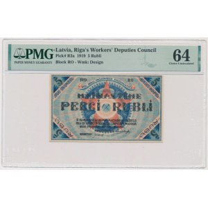 Latvia (Riga), 5 Rubles 1919 - PMG 64