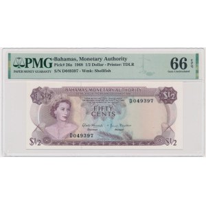 Bahamy, 50 centów 1968 - PMG 66 EPQ