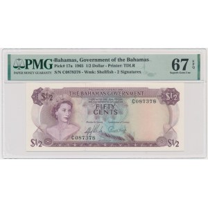 Bahamy, 50 centů 1965 - PMG 67 EPQ