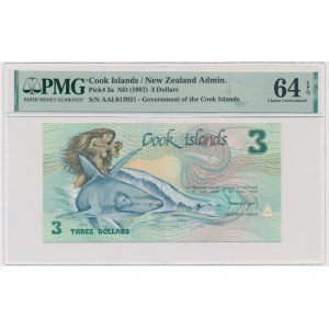 Cook Islands, 3 Dollars (1987) - PMG 64 EPQ