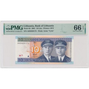 Lithuania, 10 Litu 2001 - PMG 66 EPQ