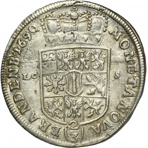 Německo, Braniborsko-Prusko, Fridrich III, 2/3 tolaru (gulden) Berlín 1690 LCS
