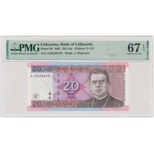Litva, 20 litov 2007 - AJ - PMG 67 EPQ