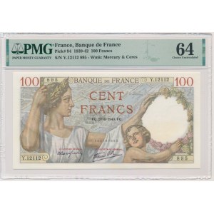 France, 100 Francs 1940 - PMG 64