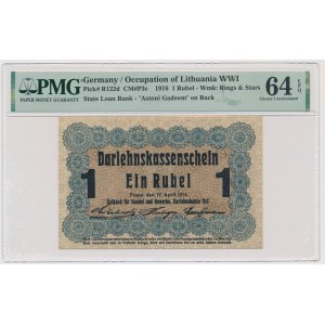 Poznaň, 1 rubl 1916 - krátká doložka (P3c) - PMG 64 EPQ