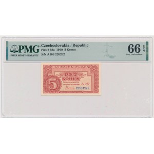 Czechosłowacja, 5 koron 1949 - PMG 66 EPQ