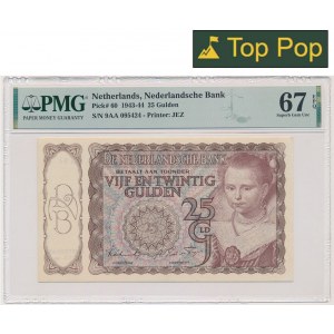 Nizozemsko, 25 guldenů (1943-44) - PMG 67 EPQ