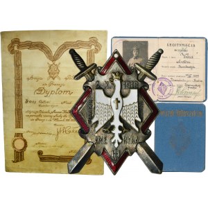 Organizational and commemorative badge Haller Swords with a set of documents - UNIQUE SET