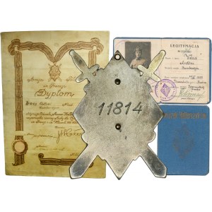 Odznaka organizacyjno-pamiątkowa Miecze Hallerowskie z zestawem dokumentów - UNIKALNY ZESTAW
