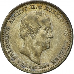 Německo, Sasko, Frederick August II, 1/6 Thaler Dresden 1854 F